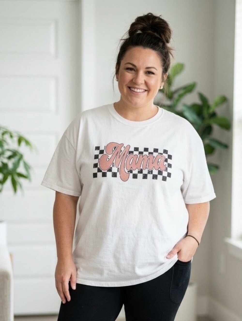 COMFORT COLORS Mama Graphic Tee Checkered Plus Size 2X